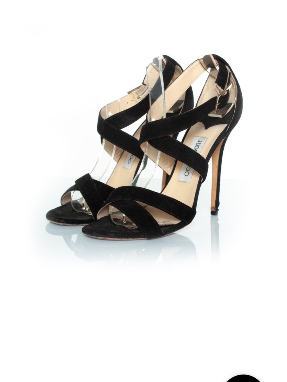Jimmy Choo Black Suede Crisscross High Heel Sandals